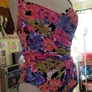 Used Size 10 Women's multicolor floral One piece Swimsuit